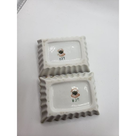 Vintage Lefton Hand Painted Japan Rectangular Ashtray 1950’s Porcelain Rose Set - Picture 3 of 10